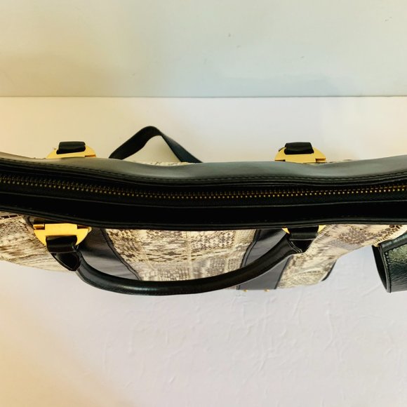 CHARLES DAVID SNAKESKIN AND LEATHER SATCHEL WITH DUST BAG EXOTIC - Picture 6 of 13